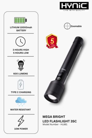 MEGA BRIGHT LED FLASHLIGHT 10W (HL881)